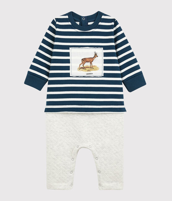Tutina lunga Petit Bateau x Deyrolle blu SHADOW/ecru MULTICO