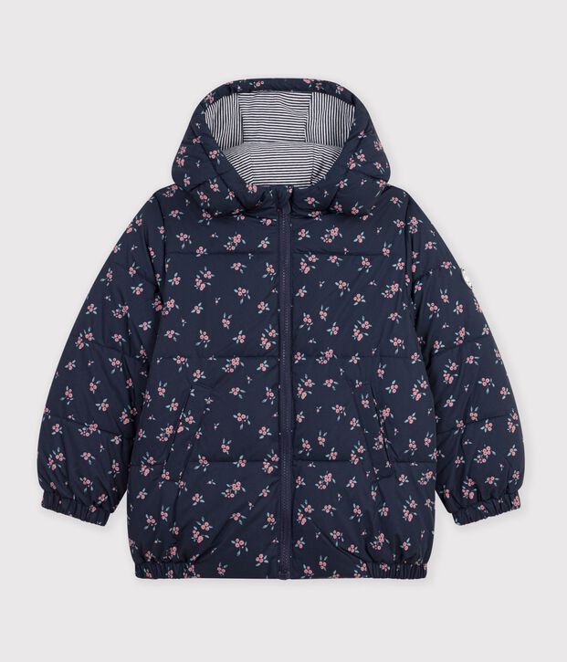 Piumino con stampa a cuori bambina blu/multicolore