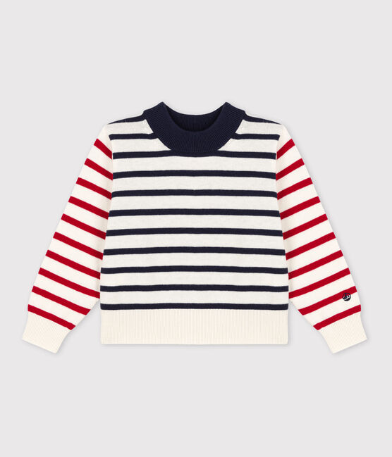 Marinière in cotone bambino unisex bianco MARSHMALLOW/bianco MULTICO