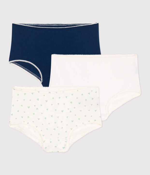 Set di 3 shorty in misto cotone ed elastan con stampa a cuori bambino multicolore
