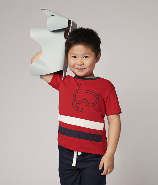T-shirt maniche corte in cotone bambino rosso TERKUIT