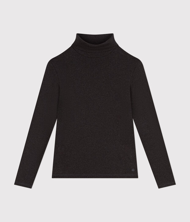 T-shirt iconica a lupetto in cotone donna grigio