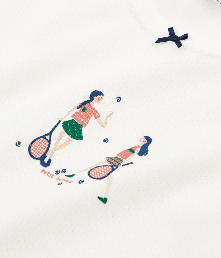 Pigiama manica corta bambina a costine bianco/rosa