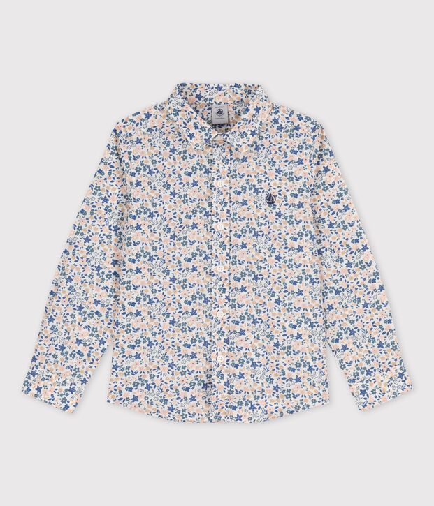 Camicia in popeline bambino bianco/multicolore