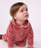 Blusa a maniche lunghe in velluto tinta unita neonata rosa