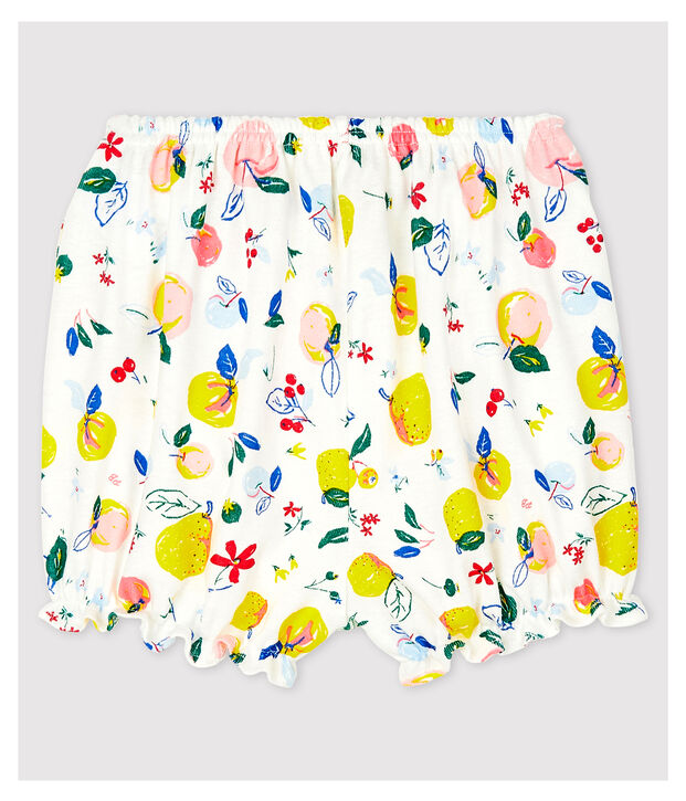 Culotte bloomer fantasia in gorcella beb&egrave; femmina bianco/multicolore