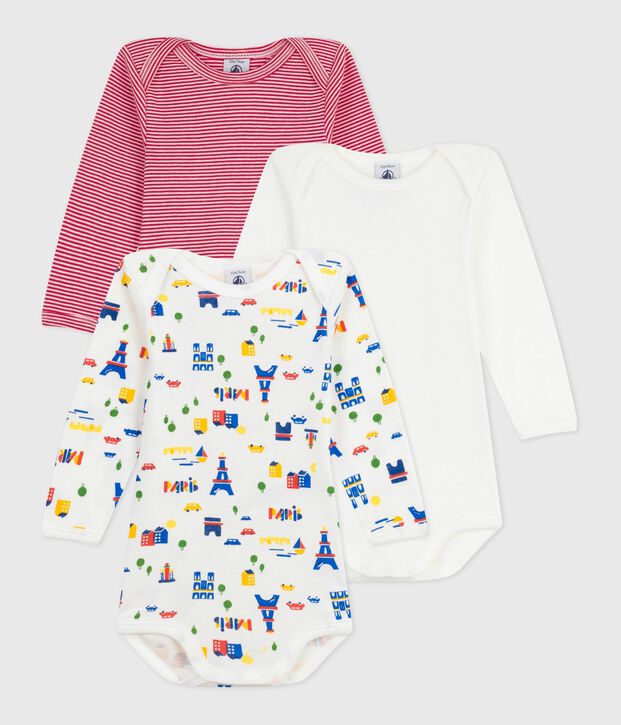Set di body a maniche lunghe in cotone con stampa neonato multicolore
