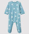 Tutina yeti bebè in ciniglia blu BRUME/ MARSHMALLOW