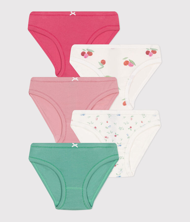 Confezione da 5 slip in cotone con frutti stampati bambina multicolore