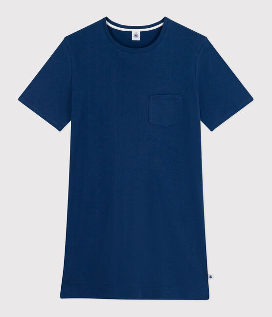 Camicia da notte a maniche corte in cotone donna blu INCOGNITO