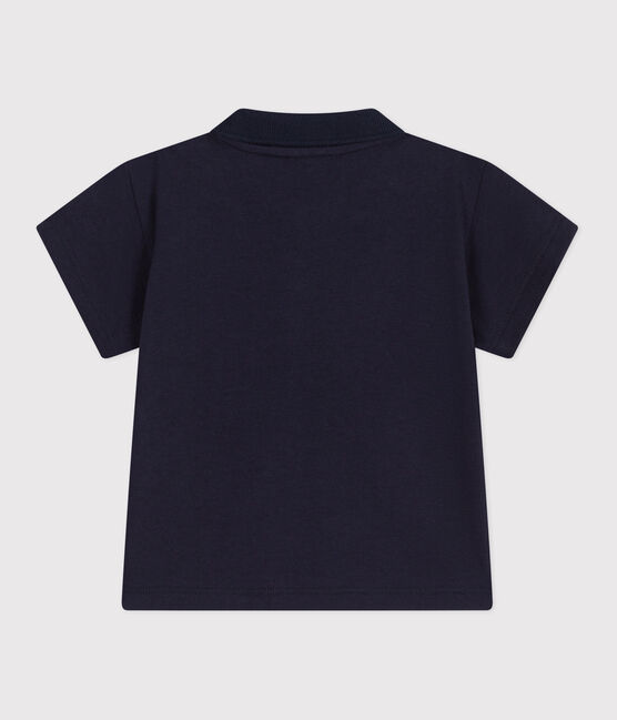 Polo a maniche corte in cotone tinta unita neonato blu SMOKING