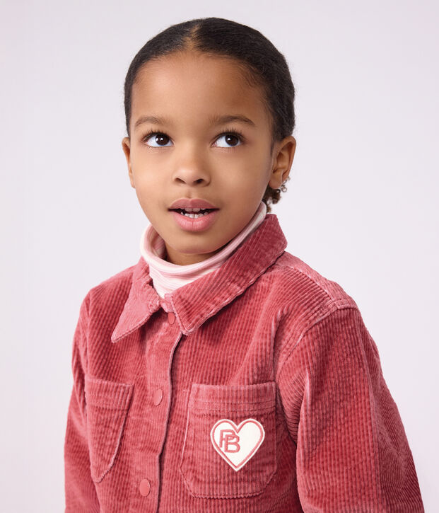 Camicia in velluto tinta unita bambino. rosa