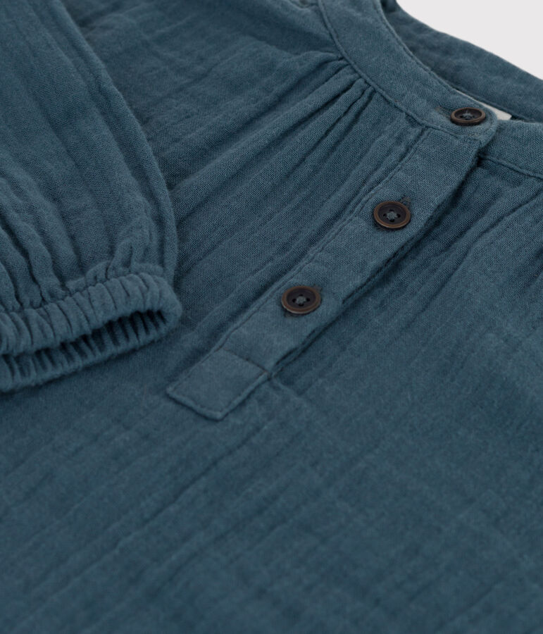 Abito bambina a maniche lunghe in garza di cotone grigio