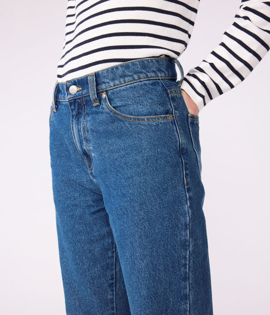 Pantaloni donna in denim dal taglio dritto blu DENIM MOYEN