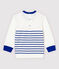 Felpa in jersey a righe bebè maschio bianco MARSHMALLOW/blu SURF