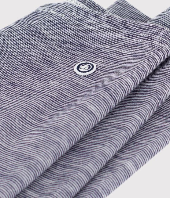 Leggings bambino in misto lana e cotone a righe blu SOIR/ MARSHMALLOW