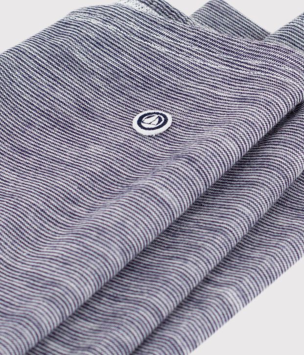 Leggings bambino in misto lana e cotone a righe blu/bianco