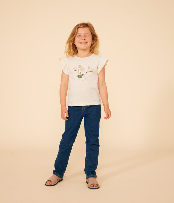 T-shirt in jersey fiammato bambina ecru AVALANCHE