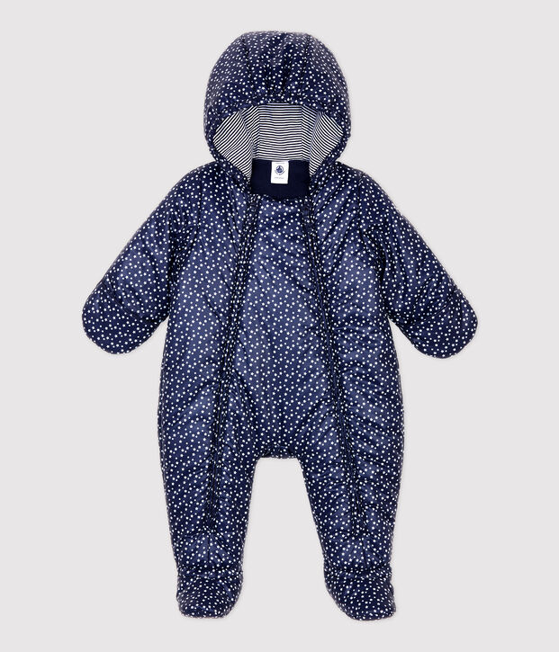 Tutina imbottita da pilota con stampa beb&egrave; blu/bianco