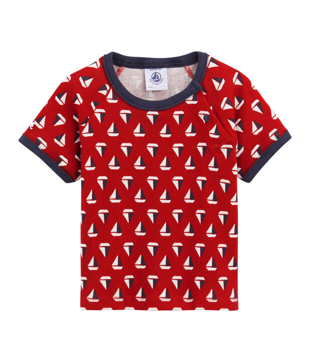 T-shirt fantasia beb&egrave; maschio bianco/rosso/multicolore