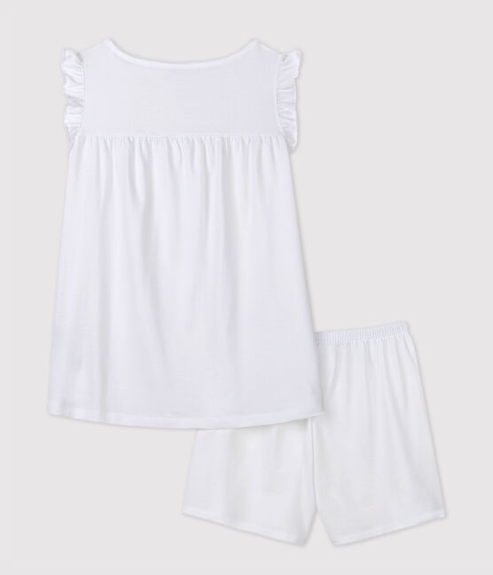 Pigiama corto bianco ragazza-donna in cotone sottile bianco ECUME