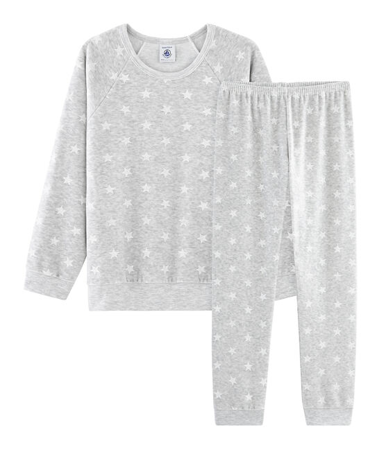 Pigiama bambina in ciniglia grigio BELUGA/bianco MARSHMALLOW