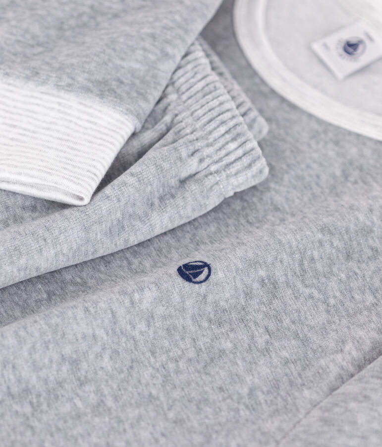 Pigiama in ciniglia tinta unita ragazzo CALCE = FUMEE CHINE