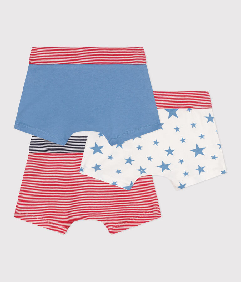 Set di 3 boxer in cotone con stelle stampate e vita rivestita bambino multicolore