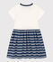 Abito manica corta in cotone bambina blu MEDIEVAL/bianco MARSHMALLOW