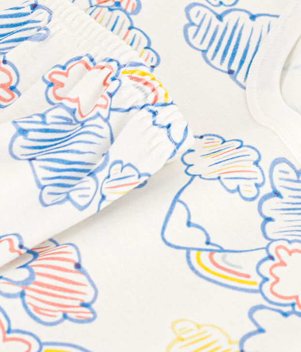 Pigiama short fantasia arcobaleno in cotone bambino bianco/multicolore