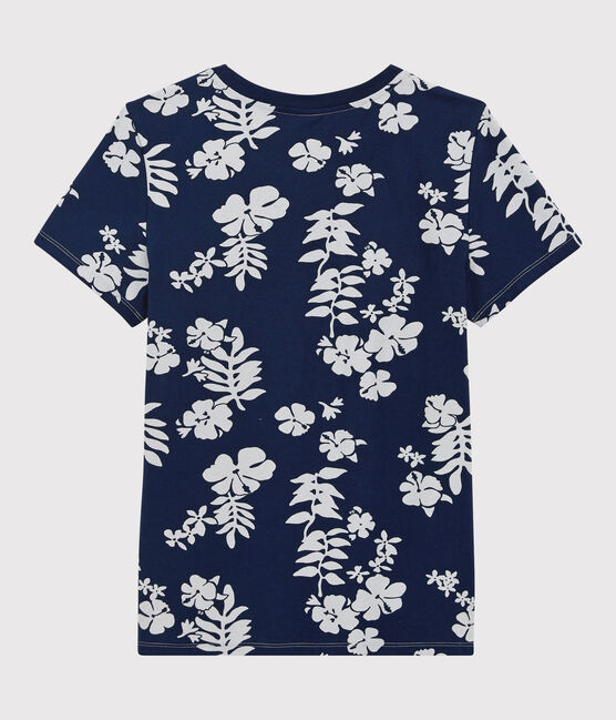 T-shirt Taglio Regular girocollo in cotone bio Donna blu MEDIEVAL/bianco MARSHMALLOW