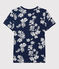 T-shirt Taglio Regular girocollo in cotone bio Donna blu MEDIEVAL/bianco MARSHMALLOW