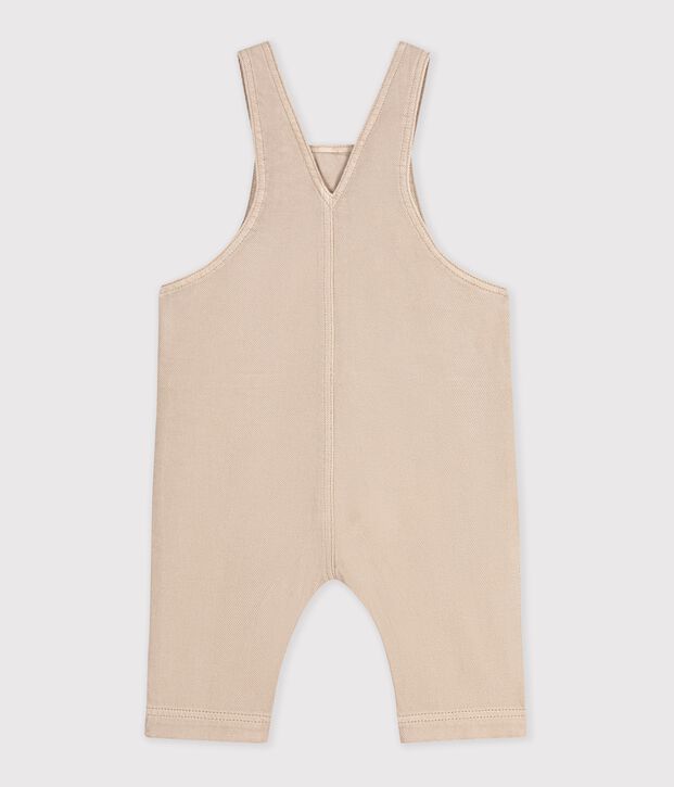 Salopette lunga in serge tinta unita neonato beige