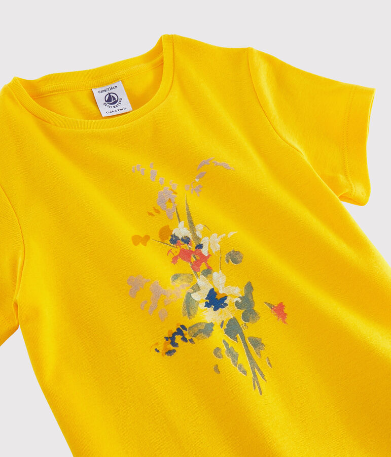 T-shirt a maniche corte in cotone bambina giallo