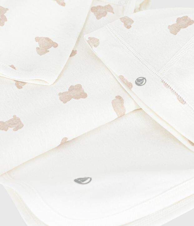 Confezione regalo in cotone con stampa neonato bianco/BRUN
