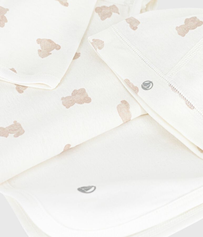 Confezione regalo in cotone con stampa neonato bianco/BRUN