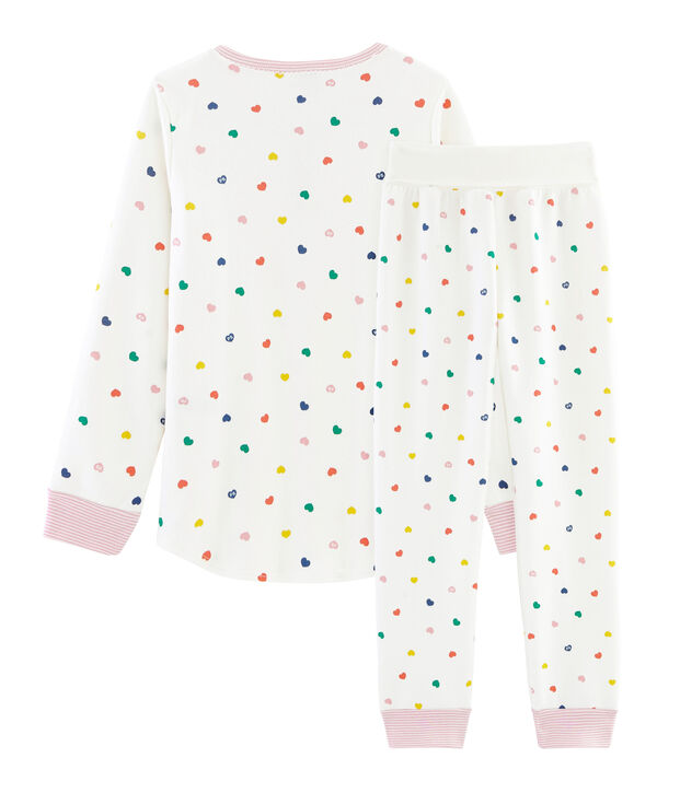 Pigiama bambina con vita alta in jersey double face bianco/multicolore