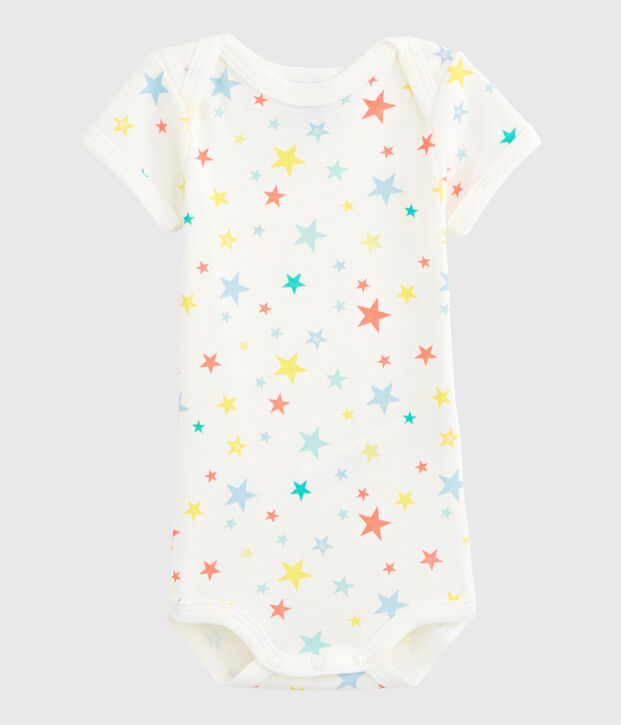 Body a manica corta beb&egrave; unisex bianco/multicolore
