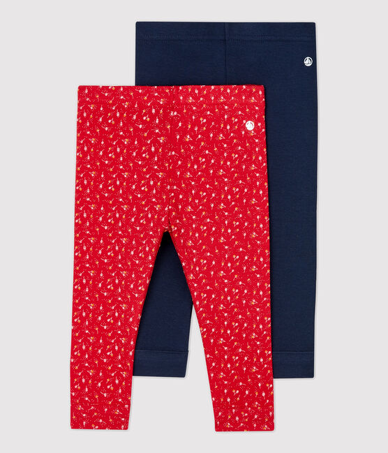 Confezione da 2 leggins in cotone bebè. variante 1