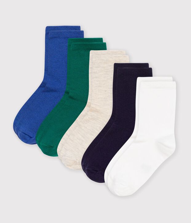 5 paia di calzini in cotone tinta unita bambino multicolore