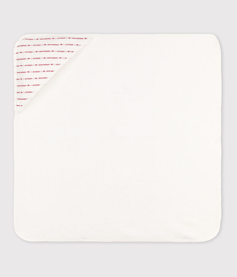 Asciugamano quadrato da bagno in cotone per neonati bianco/rosso