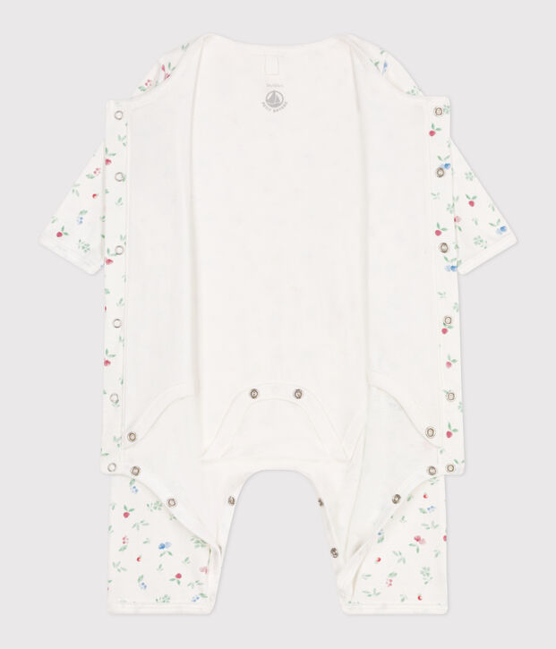 Bodyjama senza piedini in cotone con frutti neonato bianco/multicolore
