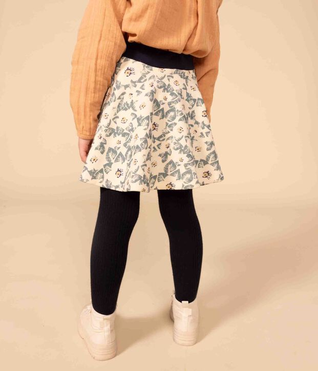 Gonna in molleton spazzolato bambina ecru/multicolore