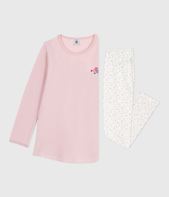 Camicia da notte e leggings bambina in ciniglia rosa JOLI/bianco MULTICO