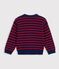 Pullover in misto lana e cotone a righe bambino blu/rosso