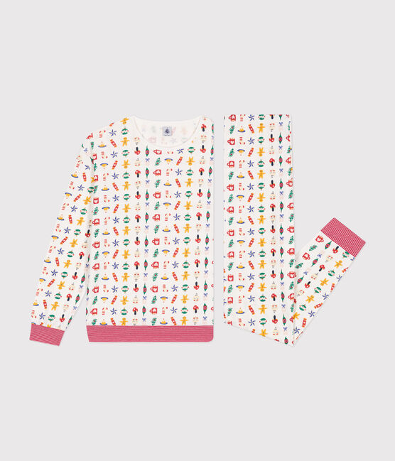 Pigiama in cotone con stampa natalizia bianco MARSHMALLOW/bianco MULTICO