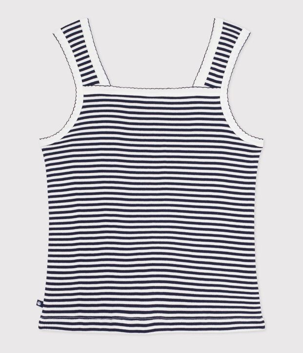 Canotta in cotone a righe donna blu/bianco