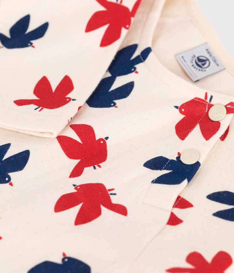 Abito a maniche lunghe in cotone con stampa bambina bianco AVALANCHE/ MULTICO