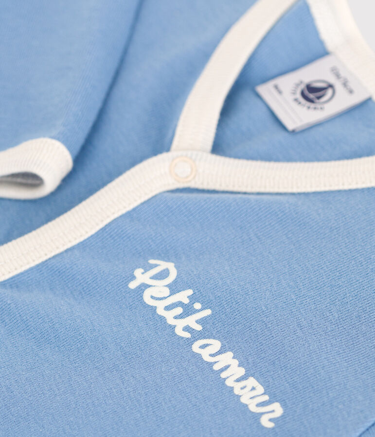 Pigiama in cotone tinta unita neonato blu