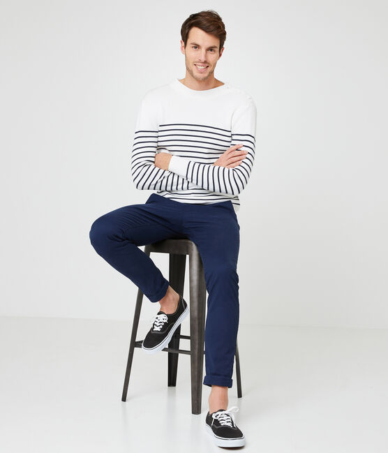 Pull marinaro uomo bianco MARSHMALLOW/blu SMOKING